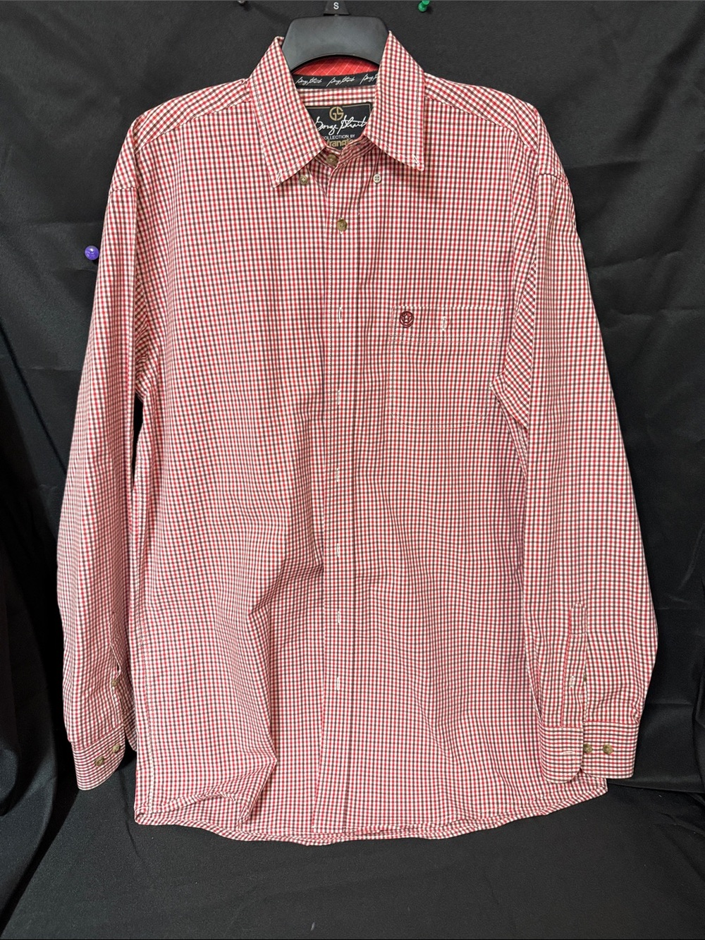 George Strait by Wrangler Red Gingham Long-Sleeve Dress Shirt